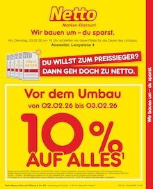 Aktueller Netto Marken-Discount Mandelbachtal Prospekt Netto Marken-Discount Mandelbachtal Prospekt "Vor dem Umbau 10% AUF ALLES" mit 2 Seiten