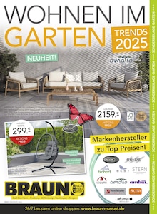 BRAUN Möbel-Center Prospekt WOHNEN IM GARTEN 2025 mit  Seiten in Weil (Rhein) und Umgebung