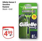 Sensor 3 Sensitive Rasierer Angebote von Gillette bei GLOBUS Frankenthal für 4,99 €