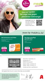 Aktueller mea - meine apotheke Prospekt "Unsere Juli-Angebote" Seite 1 von 4 Seiten für Donauwörth