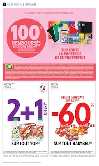 Prospectus Intermarché de la semaine "LA RENTRÉE C'EST NUL ALORS ON VOUS LA REMBOURSE" avec 2 pages, valide du 27/08/2024 au 08/09/2024 pour Pompignac et alentours