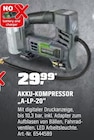 AKKU-KOMPRESSOR „A-LP-20“ für 29,99 € bei OBI im Angebot AKKU-KOMPRESSOR „A-LP-20“ im aktuellen OBI Prospekt