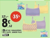 Lot de 2 brassières ou 3 slips junior fille - DIM en promo chez E.Leclerc Lot de 2 brassières ou 3 slips junior fille - DIM dans le catalogue E.Leclerc
