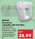 Handmixer MultiMix HM 1110 WH Angebote von Braun bei Kaufland Chemnitz für 24,99 €