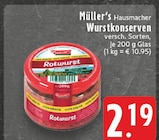 EDEKA - Hausmacher Wurstkonserven Rotwurst Angebot im Prospekt Hausmacher Wurstkonserven Rotwurst bei EDEKA im Prospekt "" für 2,19 €
