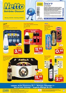 Coca Cola im Netto Marken-Discount Prospekt "DER ORT, AN DEM DU IMMER AUSGEZEICHNETE PREISE FINDEST." mit 2 Seiten (Augsburg)
