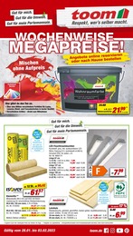 Baumarkt Prospekt von toom Baumarkt Darmstadt toom Baumarkt Prospekt: "WOCHENWEISE MEGAPREISE!", 12 Seiten, 28.01.2023 - 03.02.2023