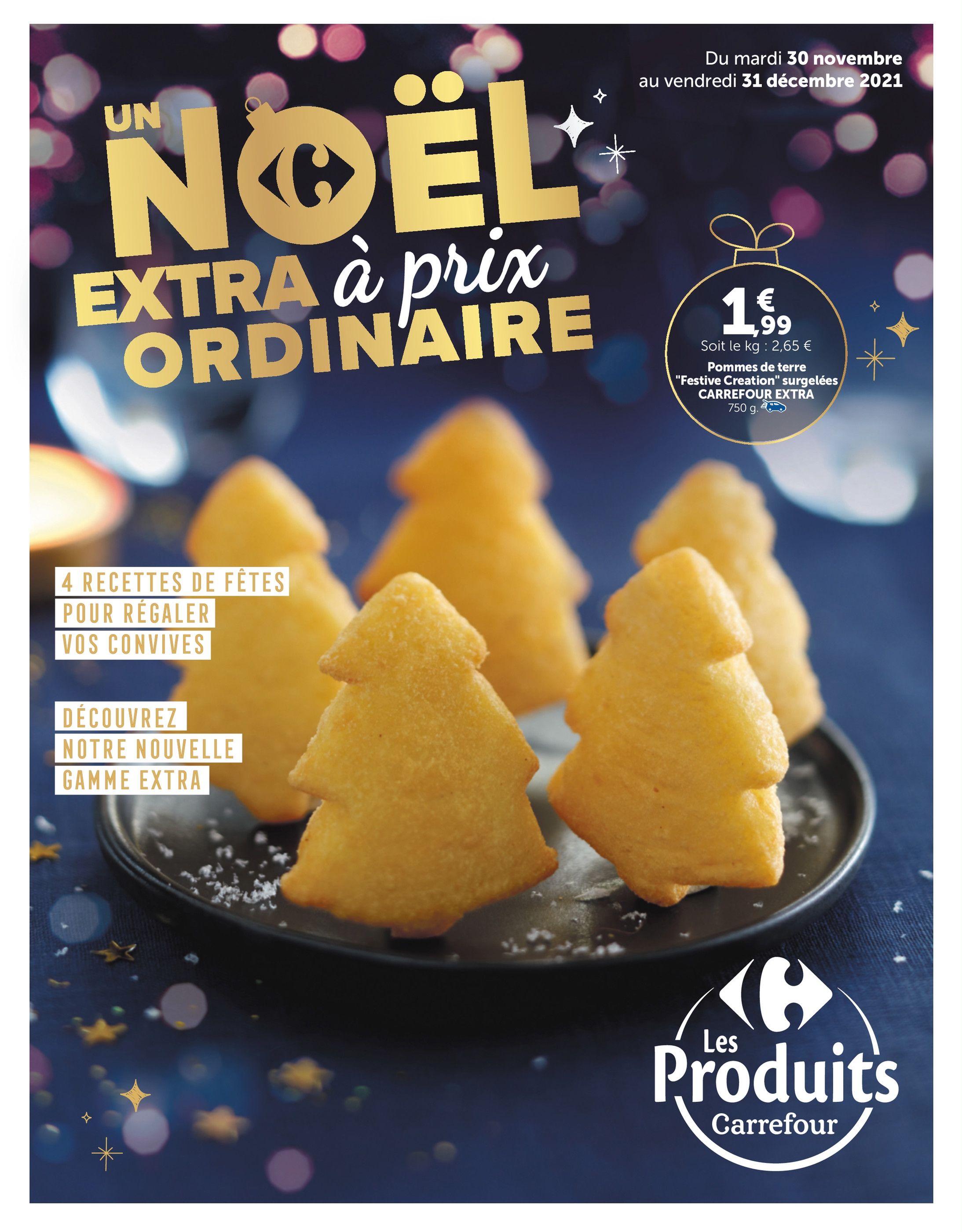 Catalogue Carrefour à Lille, avec 28 pages Prospectus Carrefour à Lille, "Un Nöel extra à prix ordinaire", 28 pages, 30/11/2021 - 31/12/2021