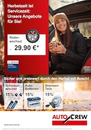 AutoCrew Prospekt "Herbstzeit ist Servicezeit: Unsere Angebote für Sie!", 4 Seiten, 02.10.2025 - 02.10.2025 Aktueller AutoCrew Prospekt, "Herbstzeit ist Servicezeit: Unsere Angebote für Sie!", mit Angeboten der Woche, gültig von 02.10.2025 bis 02.10.2025