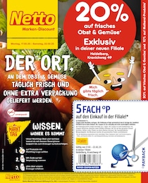 Netto Marken-Discount Prospekt für Heidelberg: "20% auf frisches Obst & Gemüse", 4 Seiten, 17.02.2025 - 22.02.2025