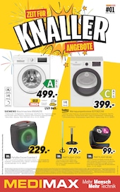 Aktueller MEDIMAX Prospekt mit Waschmaschine, "ZEIT FÜR KNALLER ANGEBOTE", Seite 1