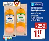 Landleberwurst fein im Angebot bei ALDI SÜD in Bottrop Landleberwurst fein Angebote von Gut Drei Eichen bei ALDI SÜD Bottrop für 1,11 €