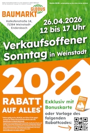 Globus-Baumarkt Prospekt für Schorndorf: "Verkaufsoffener Sonntag", 1 Seite, 27.04.2026 - 02.05.2026