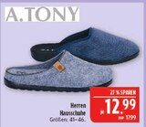 Herren Hausschuhe Angebote von A.TONY bei Marktkauf Schwabach für 12,99 €