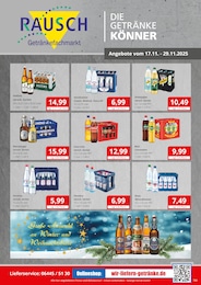 Getränkefachmarkt Rausch Prospekt für Schöffengrund mit 2 Seiten Getränkefachmarkt Rausch Prospekt für Schöffengrund: "DIE GETRÄNKEKÖNNER", 2 Seiten, 17.11.2025 - 29.11.2025