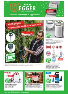 EGGER Fachmarkt Prospekt Juli-Highlights mit 16 Seiten