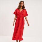 Robe longue col cache-coeur rouge femme en promo chez La Halle Levallois-Perret à 29,99 €