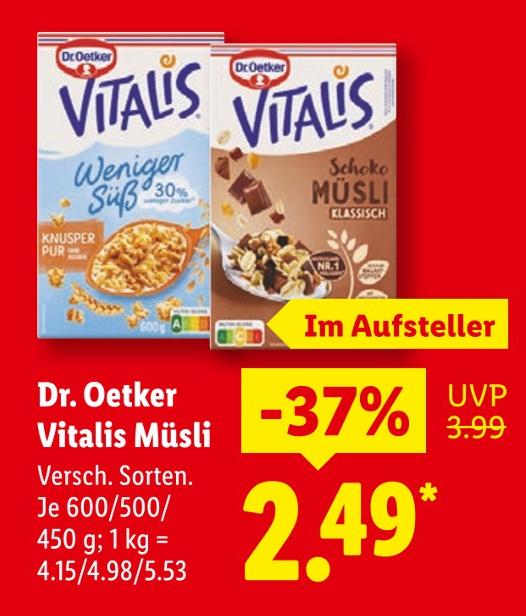 Vitalis Müsli Weniger Süß
