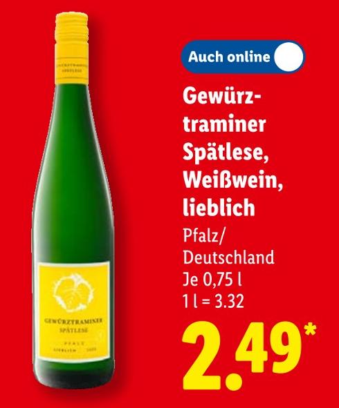 Gewürztraminer Spätlese, Weißwein, lieblich
