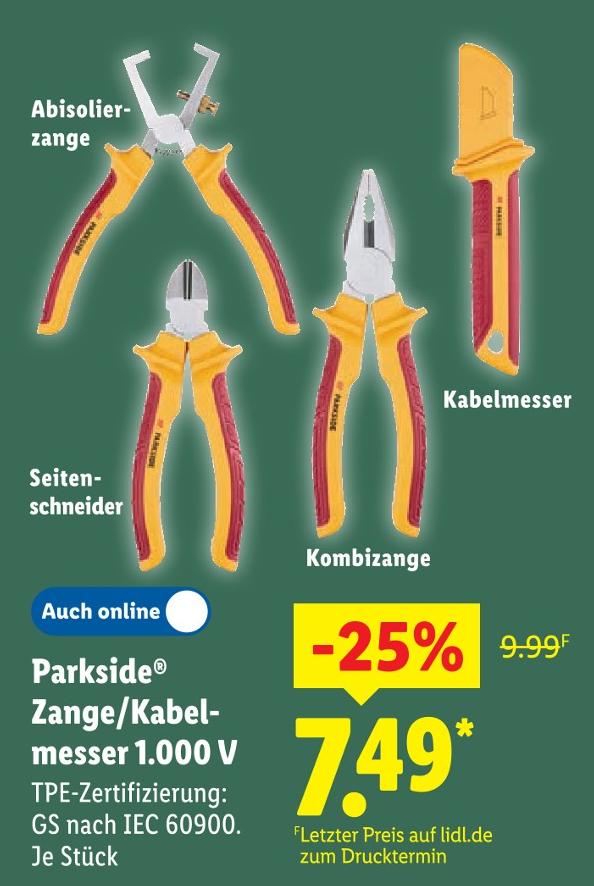 Zange/Kabelmesser 1.000 V