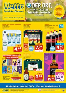 Cola im Netto Marken-Discount Prospekt "DER ORT, AN DEM DU IMMER AUSGEZEICHNETE PREISE FINDEST." mit 6 Seiten (Gummersbach)