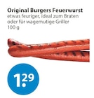 Original Burgers Feuerwurst Angebot im V-Markt Prospekt Original Burgers Feuerwurst im V-Markt Prospekt zum Preis von 1,29 €
