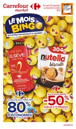Catalogue Carrefour Market du moment, 20/09/2022 - 02/10/2022 Prospectus Carrefour Market en cours, "Le mois bing, des offres qui donnent le sourire !", 12 pages