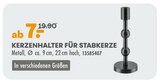 Kerzenhalter für Stabkerze von  im aktuellen Möbel Kraft Prospekt für 7,00 €