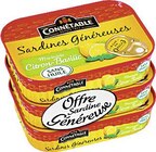 Sardines Généreuses marinade citron basilic sans huile - CONNETABLE en promo chez Casino Supermarchés Villeurbanne à 2,90 €