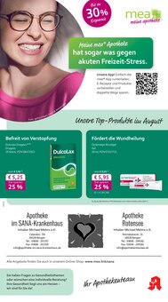 mea - meine apotheke Prospekt der KW 32 "Unsere August-Angebote" Aktueller mea - meine apotheke Prospekt "Unsere August-Angebote" Seite 1 von 4 Seiten