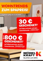 Möbel Kraft Prospekt für Greußen: "WOHNTRENDS ZUM SPARPREIS!", 1 Seite, 05.03.2025 - 11.03.2025