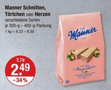 Schnitten, Törtchen oder Herzen von Manner im aktuellen V-Markt Prospekt für 2,49 €