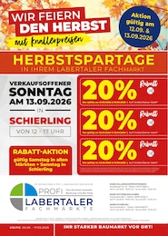 Labertaler Fachmarkt Prospekt für Obertraubling mit 16 Seiten Labertaler Fachmarkt Prospekt für Obertraubling: "IHR STARKER BAUMARKT VOR ORT!", 16 Seiten, 05.09.2026 - 17.09.2026
