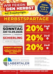 Labertaler Fachmarkt Baumärkte Prospekt der aktuellen Woche mit 16 Seiten, gültig von 05.09.2026 bis 17.09.2026, in Wildenberg und Umgebung Aktueller Labertaler Fachmarkt Baumärkte Prospekt in Wildenberg und Umgebung, "IHR STARKER BAUMARKT VOR ORT!" mit 16 Seiten, 05.09.2026 - 17.09.2026