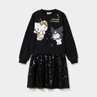 Robe effet 2-en-1 sequins Hello Kitty noir fille en promo chez La Halle Villeurbanne à 18,19 €