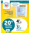 Papier toilette Ultra Doux Triple Epaisseur Blanc - U en promo chez U Express Aulnay-sous-Bois à 3,56 €