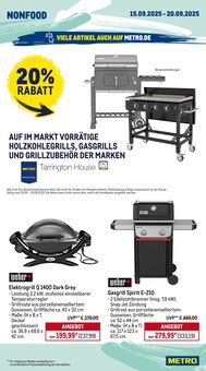 Gasgrill im METRO Prospekt "Wochenangebote + Markets" mit 27 Seiten (Mannheim)