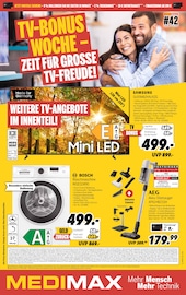 Fernseher im MEDIMAX Prospekt in Frankfurt Aktueller MEDIMAX Prospekt mit Fernseher, "TV-BONUS WOCHE - ZEIT FÜR GROSSE TV-FREUDE!", Seite 1