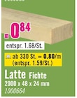 Latte Fichte im Angebot bei Hornbach in Bamberg Latte Fichte Angebote bei Hornbach Bamberg für 0,80 €