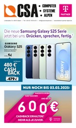 CSA Computer Prospekt: "Die neue Samsung Galaxy S25 Serie jetzt bei uns: Drücken, sprechen, fertig.", 7 Seiten, 01.02.2025 - 03.02.2025