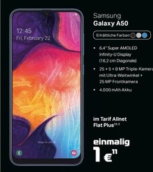 Galaxy A50 + Allnet Flat Plus bei A-Team Mobilfunk-Concept GmbH in Erftstadt Galaxy A50 + Allnet Flat Plus im Angebot bei A-Team Mobilfunk-Concept GmbH Erftstadt für 1,00 €