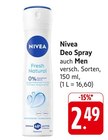 Deo Spray Fresh Natural Angebote von Nivea bei EDEKA Weinheim für 2,49 €