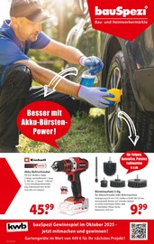 Aktueller bauSpezi Prospekt mit Bohrmaschine, "Besser mit Akku-Bürsten-Power!", Seite 1