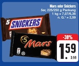 Mars oder Snickers Angebote von Mars bei E center Erlangen für 1,59 €