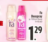 Deospray im EDEKA Prospekt Deospray von Fa im aktuellen EDEKA Prospekt für 1,29 €