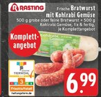 Frische Bratwurst mit Kohlrabi Gemüse im Angebot bei E center in Moers Frische Bratwurst mit Kohlrabi Gemüse Angebote von Rasting bei E center Moers für 6,99 €