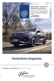 Volkswagen Prospekt für Bad Neustadt mit 1 Seite Volkswagen Prospekt für Bad Neustadt: "Herbstliche Angebote.", 1 Seite, 01.09.2025 - 30.11.2025