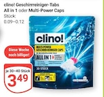 Geschirrreiniger-Tabs All in 1 im Angebot bei GLOBUS in Gera Geschirrreiniger-Tabs All in 1 Angebote von clino! bei GLOBUS Gera für 3,49 €