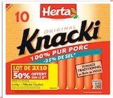 Knacki Saucisses 100% Pur Porc -25% de Sel x10 - Herta en promo chez Netto Knacki Saucisses 100% Pur Porc -25% de Sel x10 - Herta dans le catalogue Netto