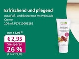 mea - meine apotheke - Fuß- und Beincreme mit Weinlaub Creme Angebot im Prospekt Fuß- und Beincreme mit Weinlaub Creme bei mea - meine apotheke im Prospekt "" für 2,95 €